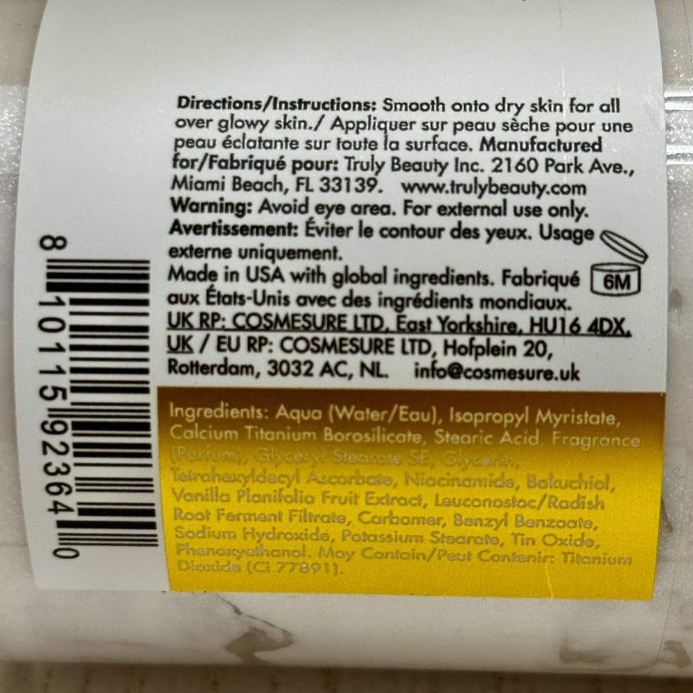 TRULY BEAUTY Vanilla Baby Shimmer Body Butter 6.7 Oz - Picture 5 of 7